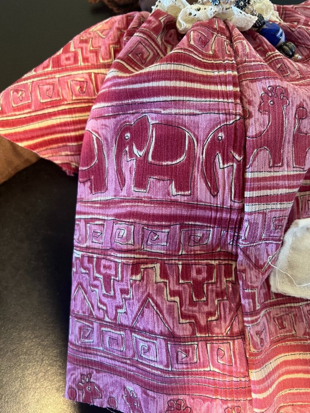 Handmade Folk Art African American Cloth Rag Doll ~ Black Americana ~ Batik - Picture 10 of 14